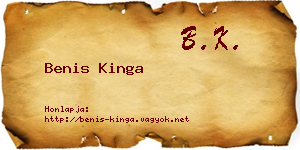 Benis Kinga névjegykártya